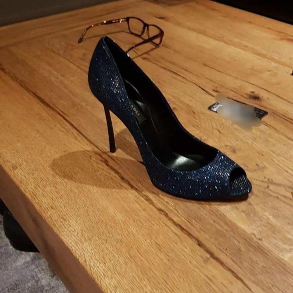 Casadei Blade stiletto heels size 10 midnight blue sparkle